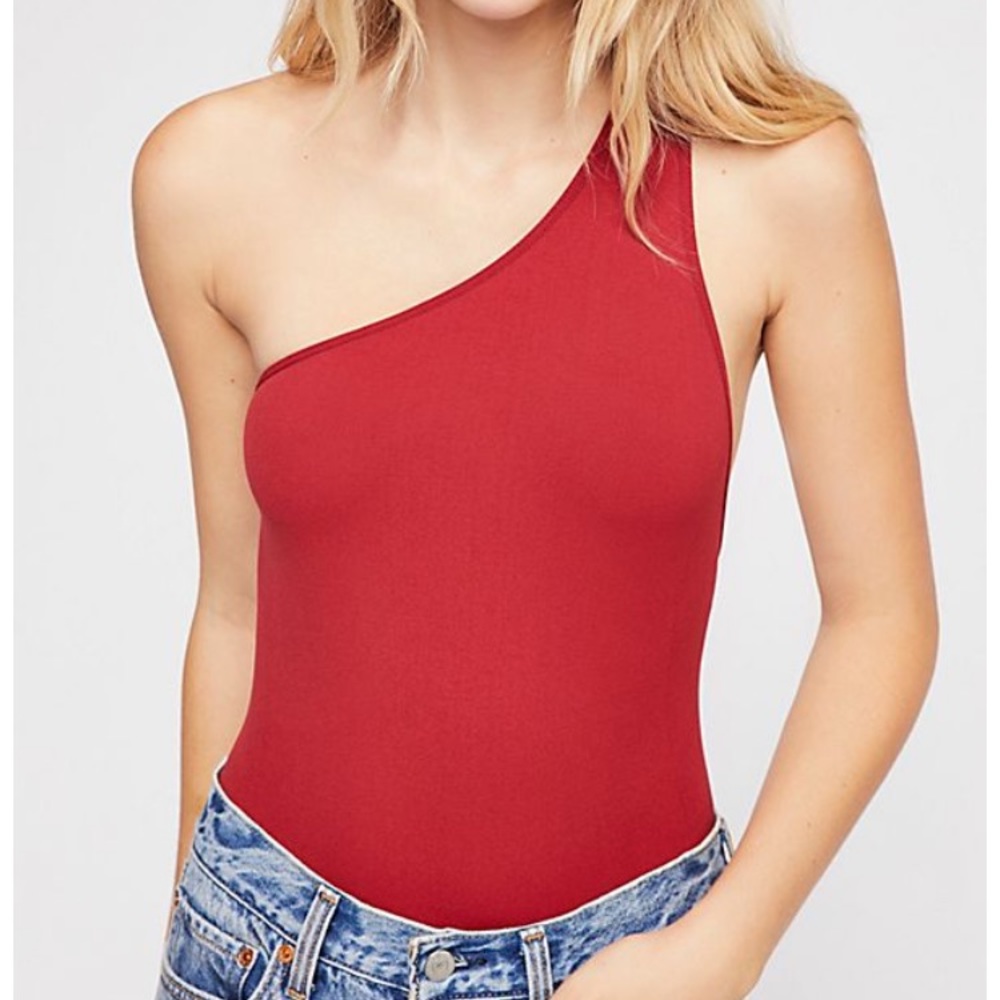 Free People Seamless No Excuses Body Suit One Shoulder Cami Top Size M/L